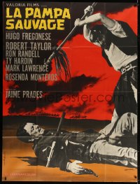8b905 SAVAGE PAMPAS French 1p 1967 Robert Taylor as cowboy in South America, Guy Gerard Noel art!