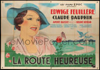 8b563 HAPPY ROAD French 2p 1936 La Route Heureuse, Mattias art of Edwige Feuillere, ultra rare!