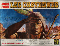 8b555 CHEYENNE AUTUMN French 4p 1964 John Ford, different Yves Thos art of Native American Indian!