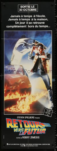 8b576 BACK TO THE FUTURE French door panel 1985 art of Michael J. Fox & Delorean by Drew Struzan!