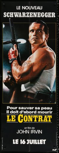 8b588 RAW DEAL French door panel 1986 great Mascii art of tough guy Arnold Schwarzenegger with gun!