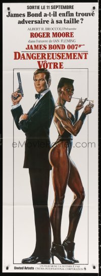 8b592 VIEW TO A KILL French door panel 1985 art of Roger Moore as James Bond & Grace Jones by Goozee
