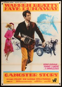 8b110 BONNIE & CLYDE Italian 1p 1967 Nistri art of Warren Beatty & Faye Dunaway, Gangster Story!