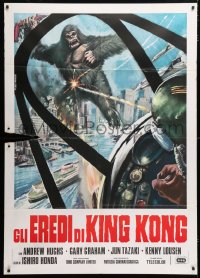 8b129 DESTROY ALL MONSTERS Italian 1p R1977 different art of King Kong seen from airplane cockpit!