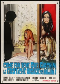 8b145 GIRLS & THE LOVE GAMES Italian 1p 1975 Liebesspiele junger Madchen, sexy Morini art, rare!