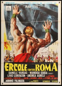 8b158 HERCULES AGAINST ROME Italian 1p 1964 Casaro art of strongman Sergio Ciani vs entire army!