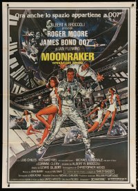 8b184 MOONRAKER Italian 1p 1979 art of Roger Moore as James Bond & sexy space babes by Goozee!