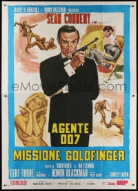 8b029 GOLDFINGER Italian 2p R1980s art of Sean Connery as James Bond + sexy golden Shirley Eaton!