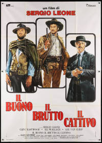 8b030 GOOD, THE BAD & THE UGLY Italian 2p R1970s Clint Eastwood, Lee Van Cleef, Sergio Leone!