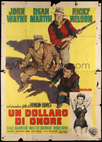8b065 RIO BRAVO Italian 2p 1959 John Wayne, Martin, Nelson, Brennan, Dickinson, Ciriello art, rare!