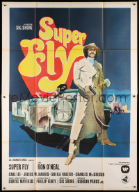 8b071 SUPER FLY Italian 2p 1972 Robert Tanenbaum art of Ron O'Neal with car & girl sticking it to The Man!
