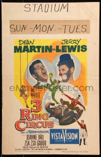 8b257 3 RING CIRCUS WC 1954 Dean Martin & clown Jerry Lewis, Joanne Dru, sexy Zsa Zsa Gabor!