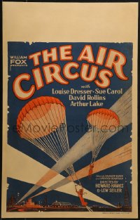 8b263 AIR CIRCUS WC 1928 Howard Hawks, art of male & female hanging from parachutes, ultra rare!
