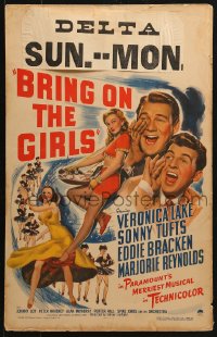 8b285 BRING ON THE GIRLS WC 1944 sexy full-length Veronica Lake, Sonny Tufts, Eddie Bracken