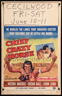 8b291 CHIEF CRAZY HORSE WC 1955 Native American Indian Victor Mature smashed General Custer!