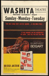 8b349 HARDER THEY FALL WC 1956 Humphrey Bogart, Rod Steiger, cool boxing glove artwork!