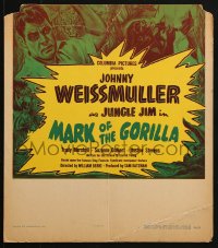 8b409 MARK OF THE GORILLA WC 1950 artwork of Johnny Weissmuller as explorer Jungle Jim, rare!