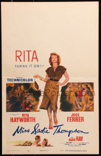 8b415 MISS SADIE THOMPSON 2D WC 1953 sexy smoking prostitute Rita Hayworth is on the prowl!