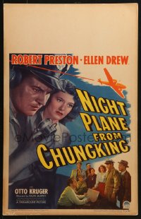 8b426 NIGHT PLANE FROM CHUNGKING WC 1943 great art of Robert Preston & Ellen Drew + plane overhead!