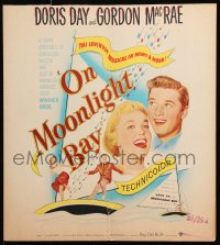 8b433 ON MOONLIGHT BAY WC 1951 great image of singing Doris Day & Gordon MacRae on sailboat!