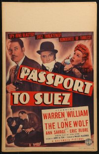 8b445 PASSPORT TO SUEZ WC 1943 Warren William as The Lone Wolf blasts a spy ring!