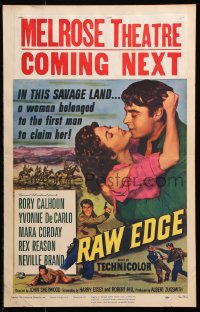 8b458 RAW EDGE WC 1956 cowboy Rory Calhoun & sexy Yvonne De Carlo in a savage land!