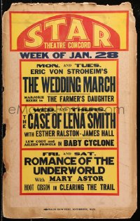8b495 STAR THEATRE CONCORD JAN 28 WC 1929 Erich Von Stroheim's The Wedding March & more!