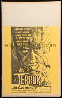 8b507 TERROR Benton WC 1963 art of Boris Karloff & girls in web by Reynold Brown, Roger Corman