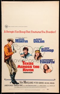 8b508 TEXAS ACROSS THE RIVER WC 1966 cowboy Dean Martin, Alain Delon & Native American Joey Bishop!