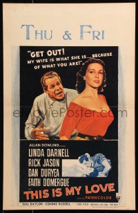 8b518 THIS IS MY LOVE WC 1954 Dan Duryea hates Faith Domergue for what she did to his wife!