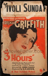 8b522 THREE HOURS WC 1927 Corinne Griffith is accused of cheating and loses everything, very rare!