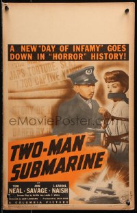 8b540 TWO-MAN SUBMARINE WC 1944 Ann Savage is bound & gagged held at gunpoint by Japanese soldier!