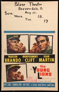 8b551 YOUNG LIONS WC 1958 art of Nazi Marlon Brando, Dean Martin & Montgomery Clift in WWII!