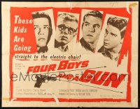 8d613 LOT OF 8 FORMERLY FOLDED FOUR BOYS & A GUN HALF-SHEETS 1957 going to the electric chair!