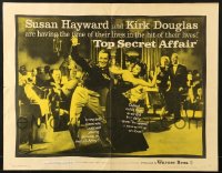 8d618 LOT OF 6 FORMERLY FOLDED TOP SECRET AFFAIR HALF-SHEETS 1957 Susan Hayward & Kirk Douglas!