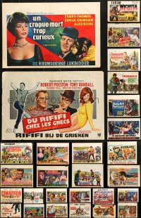 8d654 LOT OF 28 FORMERLY FOLDED HORIZONTAL BELGIAN POSTERS 1950s-1970s a variety of movie images!