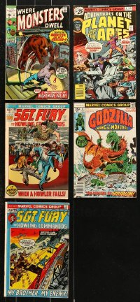 8d037 LOT OF 5 MARVEL COMIC BOOKS 1970s Where Monsters Dwell, Planet of the Apes, Godzilla!