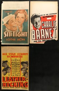 8d284 LOT OF 3 WINDOW CARDS 1930s-1940s Sit Tight, Charlie Barnet, Leather-Necking!