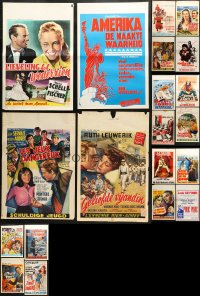 8d660 LOT OF 20 FORMERLY FOLDED 14X22 BELGIAN POSTERS 1950s-1970s from a variety of movies!
