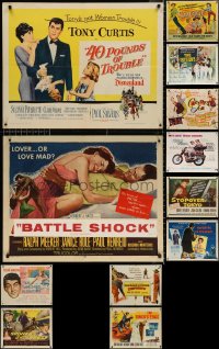 8d607 LOT OF 12 FORMERLY FOLDED HALF-SHEETS 1950s-1970s great images from a variety of movies!