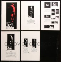 8d307 LOT OF 5 UNCUT R70S GODFATHER INTERNATIONAL PRESSBOOK SUPPLEMENTS R1970s cool advertising!