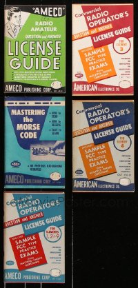 8d482 LOT OF 5 SOFTCOVER RADIO QUESTION AND ANSWER BOOKS 1950s-1960s Mastering Morse Code & more!