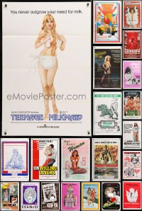 8d517 LOT OF 29 FORMERLY TRI-FOLDED 27X41 SEXPLOITATION ONE-SHEETS 1970s-1980s sexy images!