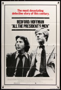 8f034 ALL THE PRESIDENT'S MEN 1sh 1976 Dustin Hoffman & Robert Redford as Woodward & Bernstein!