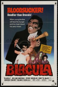 8f121 BLACULA 1sh 1972 black vampire William Marshall is deadlier than Dracula, great image!