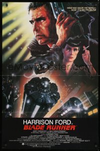 8f122 BLADE RUNNER int'l 1sh 1982 Ridley Scott sci-fi classic, art of Harrison Ford by Alvin!