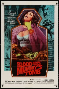 8f126 BLOOD FROM THE MUMMY'S TOMB 1sh 1972 Hammer, art of sexy woman strangled by severed hand!