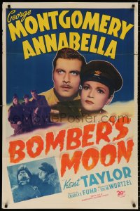 8f135 BOMBER'S MOON 1sh 1943 c/u of George Montgomery in uniform with pretty Annabella!