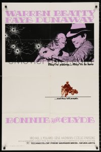 8f137 BONNIE & CLYDE 1sh 1967 notorious crime duo Warren Beatty & Faye Dunaway, Arthur Penn!