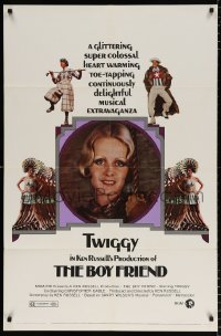 8f140 BOY FRIEND 1sh 1971 Russell, great images of Twiggy, Tommy Tune, dancers on white background
